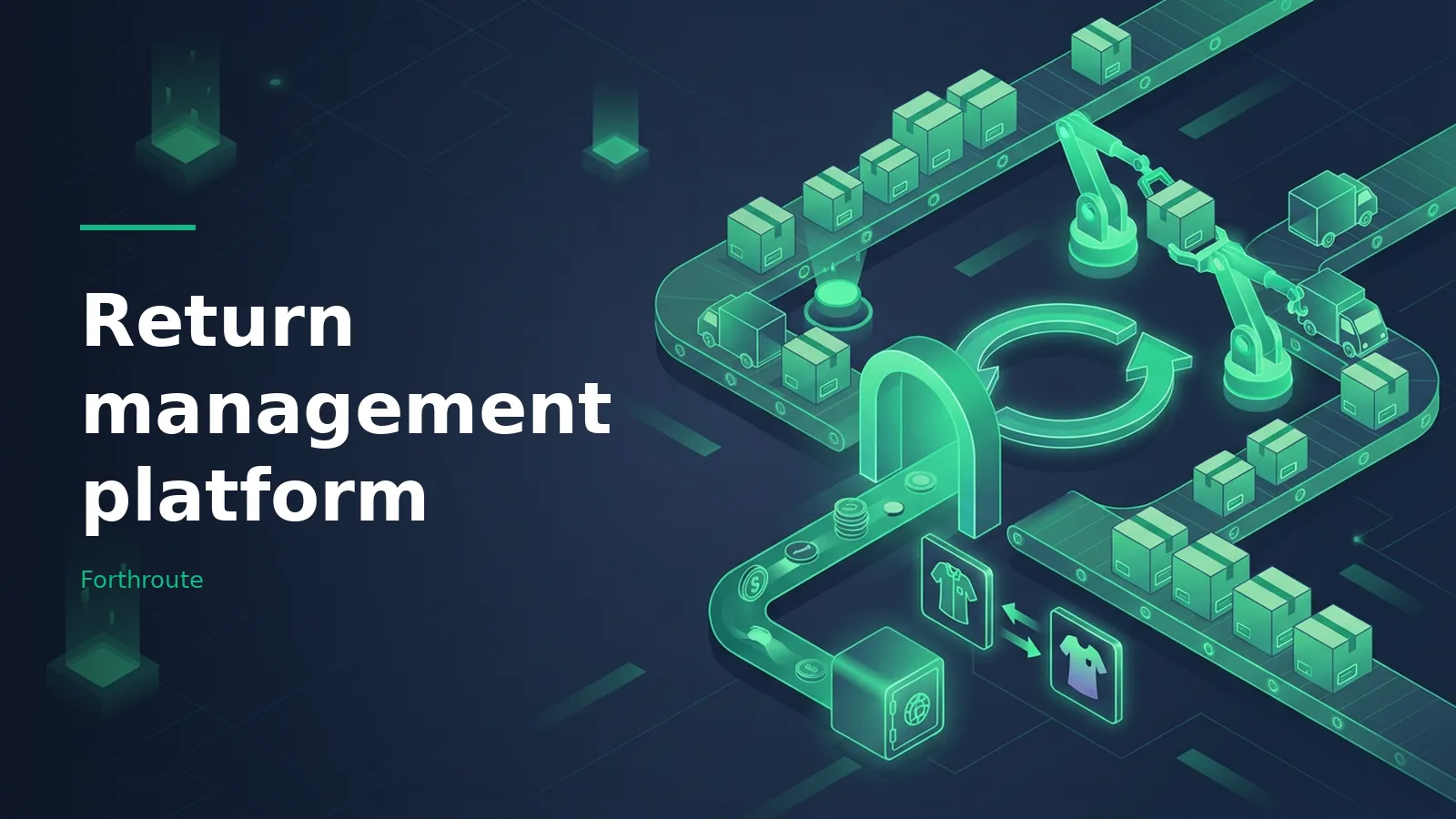 Editorial illustration for Return Management Platforms: 2026 Pricing Comparison. Overlaid text reads “Return management platform” with the Forthroute wordmark.