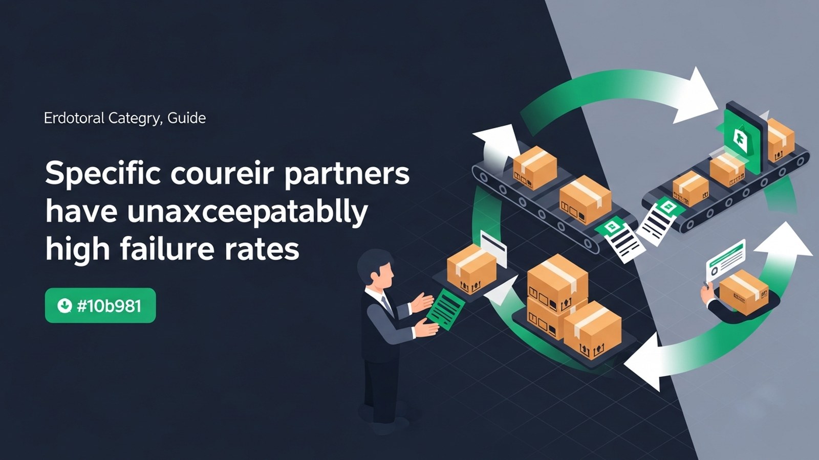 Dashboard displaying courier failure rate analytics with emerald green circular flow charts highlighting delivery issues